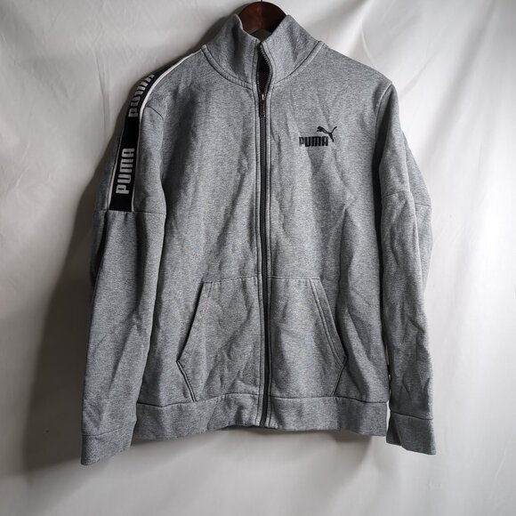 PUMA Men's Grey Full Zip Sport Jacket w/ Black Stripe Shoulder/Arm, Size Medium - Picture 1 of 8
